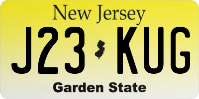 NJ license plate J23KUG