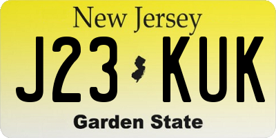 NJ license plate J23KUK