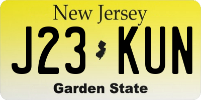 NJ license plate J23KUN