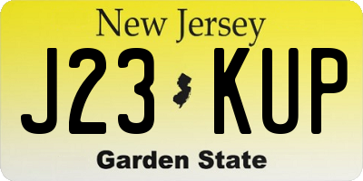 NJ license plate J23KUP