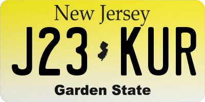 NJ license plate J23KUR