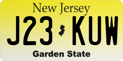 NJ license plate J23KUW