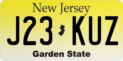 NJ license plate J23KUZ