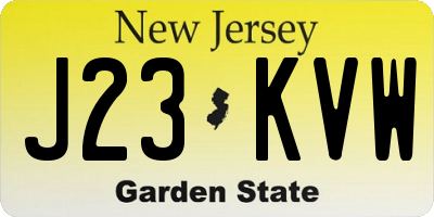 NJ license plate J23KVW