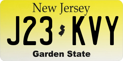 NJ license plate J23KVY