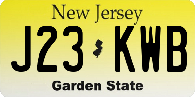 NJ license plate J23KWB