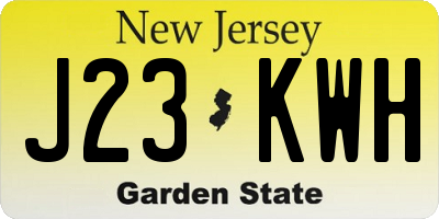NJ license plate J23KWH