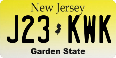 NJ license plate J23KWK