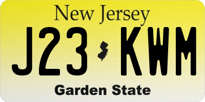 NJ license plate J23KWM