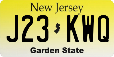 NJ license plate J23KWQ