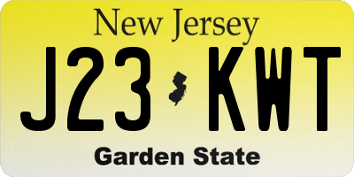 NJ license plate J23KWT