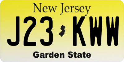 NJ license plate J23KWW