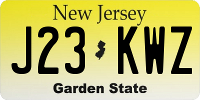 NJ license plate J23KWZ