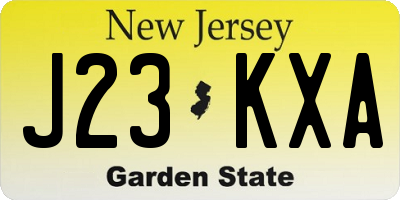 NJ license plate J23KXA