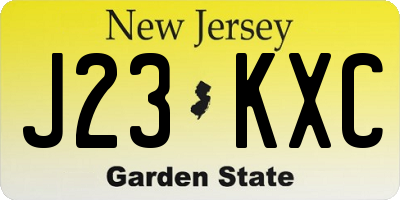 NJ license plate J23KXC