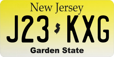 NJ license plate J23KXG