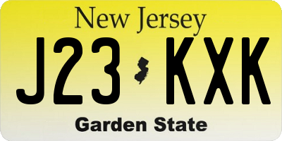 NJ license plate J23KXK