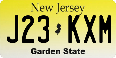 NJ license plate J23KXM