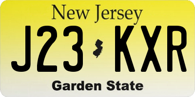 NJ license plate J23KXR