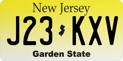 NJ license plate J23KXV