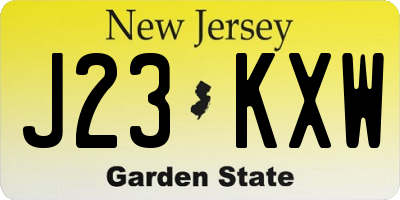 NJ license plate J23KXW