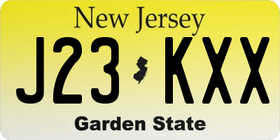 NJ license plate J23KXX