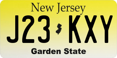 NJ license plate J23KXY