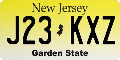 NJ license plate J23KXZ