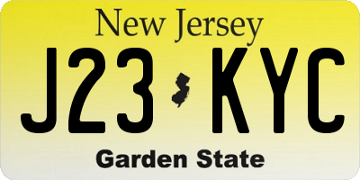 NJ license plate J23KYC
