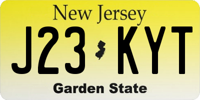 NJ license plate J23KYT