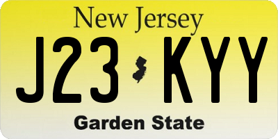 NJ license plate J23KYY