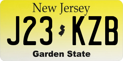 NJ license plate J23KZB