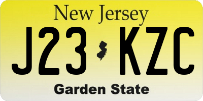 NJ license plate J23KZC