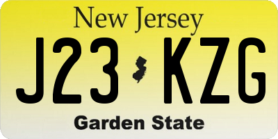 NJ license plate J23KZG