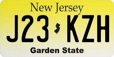NJ license plate J23KZH