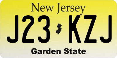 NJ license plate J23KZJ