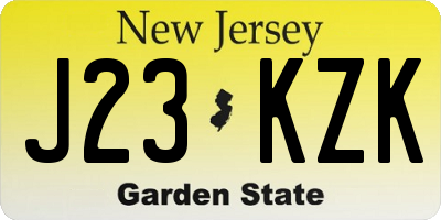NJ license plate J23KZK