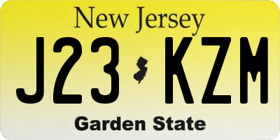 NJ license plate J23KZM