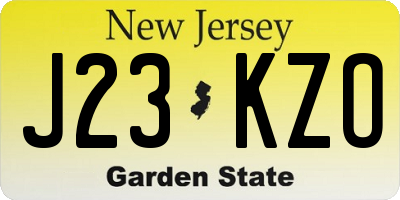 NJ license plate J23KZO