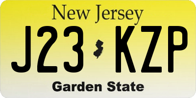 NJ license plate J23KZP