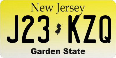 NJ license plate J23KZQ