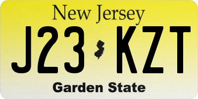 NJ license plate J23KZT