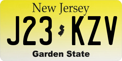NJ license plate J23KZV