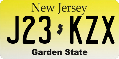 NJ license plate J23KZX