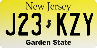 NJ license plate J23KZY
