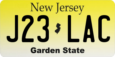 NJ license plate J23LAC