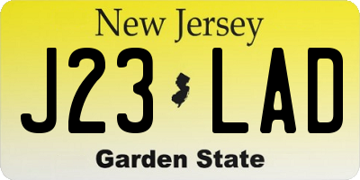 NJ license plate J23LAD