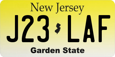 NJ license plate J23LAF