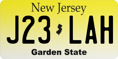 NJ license plate J23LAH