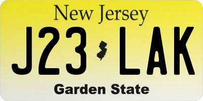 NJ license plate J23LAK